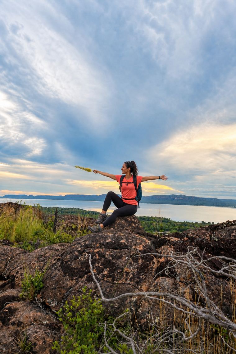 Mirante com vista panorâmica no fim da tarde na Chapada das Mesas