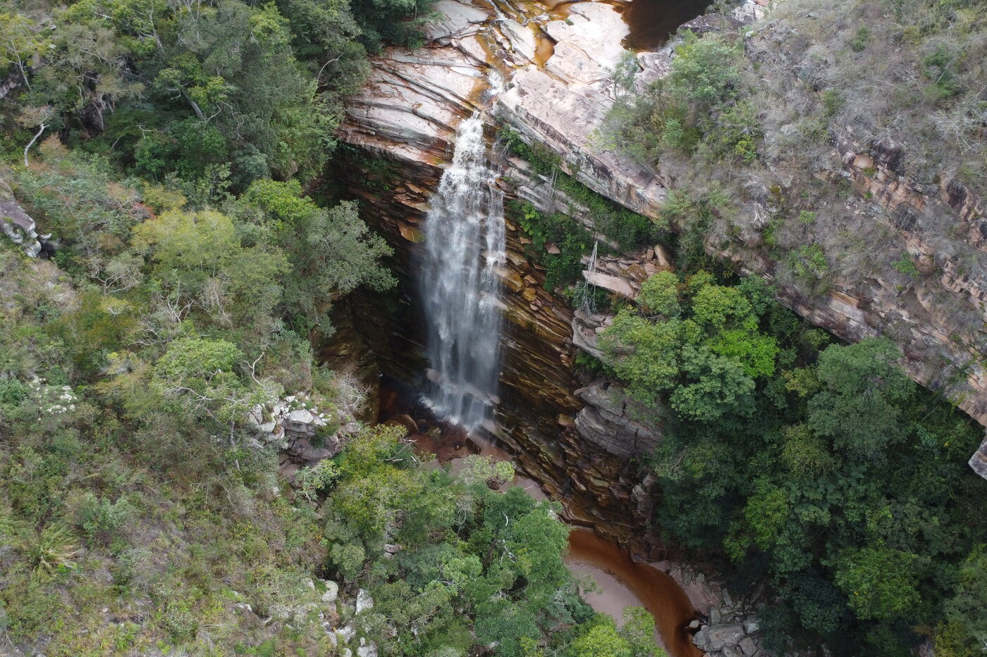 Cachoeira do Mosquito vista de cima, na zona rural de Lençóis
