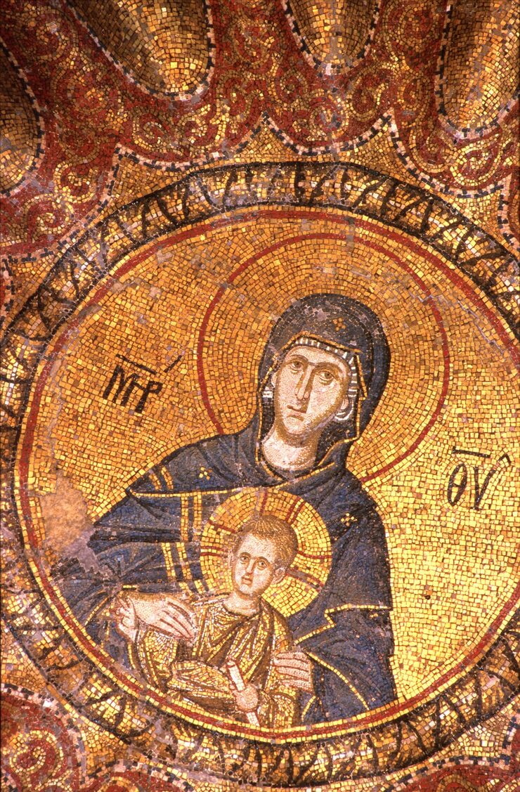 Mosaico bizantino da Virgem com o Menino, em Istambul