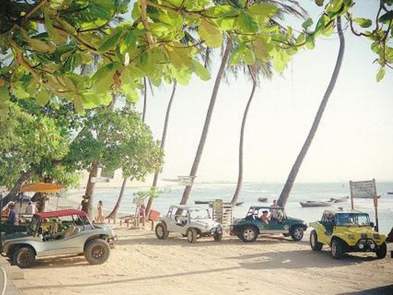 Buggies entre cocoteros en Jericoacoara